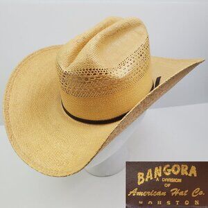 Bangora American Hat Co Houston Texas Straw Cowboy Hat 6 3/4 Sm Killeen Commerce
